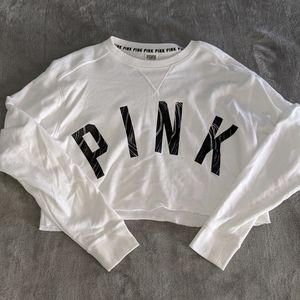 PINK Victoria Secret L/S White crop sweatshirt Med